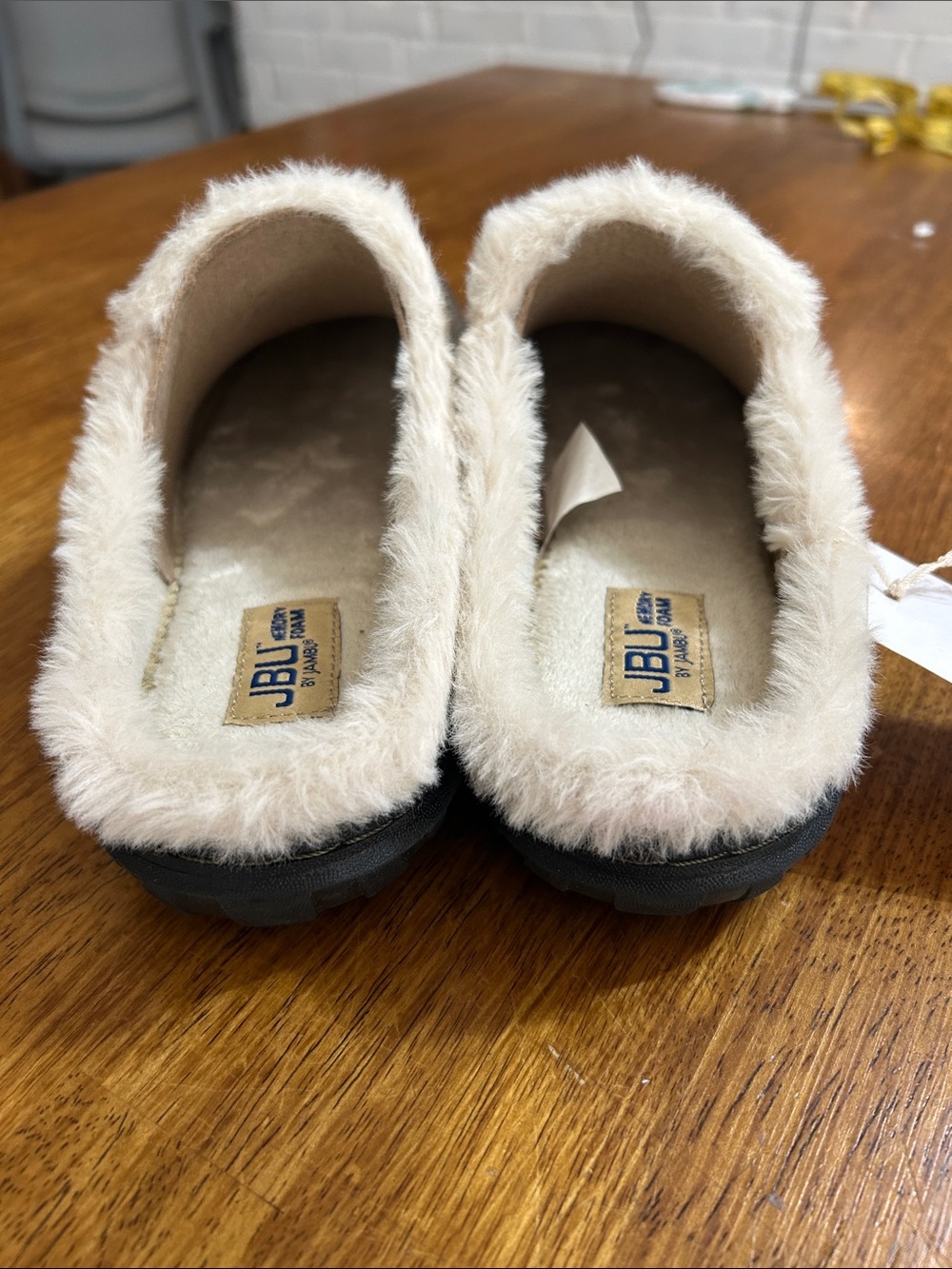 JBU Taupe Slip-On Faux-Fur Lined Women's Clogs - Picture 3 of 6